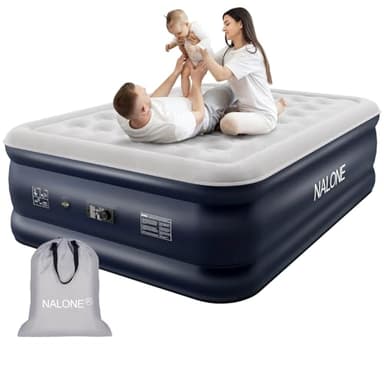 nalone Air Mattress Queen with Built in Pump, 18'' Raise Luxury Inflatable Mattress, 2025 Upgraded Fast Blow Up Mattress with Carry Bag, Portable Air Bed for Home, Travel & Camping, 690lbs Max - Image 1