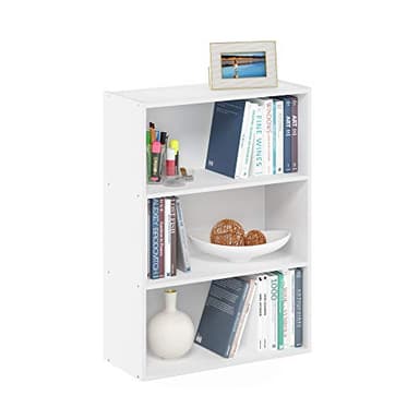 Furinno Pasir 3-Tier Open Shelf Bookcase, Plain White - Image 1