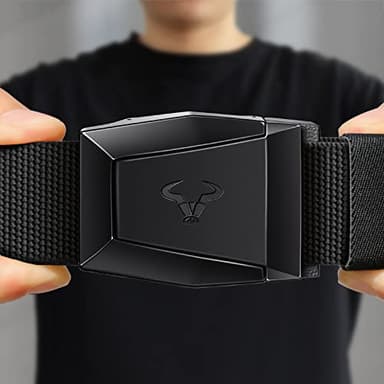 BULLIANT Tactical Belt for Men, Men Stretch Nylon Web Gift Belt 1.5"-Hiking Rigger Military Work-Quick Release(Black,36"-40" Waist Adjustable) - Image 2