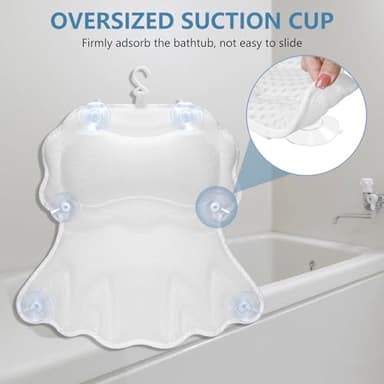 SetSail Bath Pillow, Relaxing Bath Pillows for Tub Neck and Back Support Soft 4D Breathable Air Mesh Ergonomic Bathtub Pillow with 6 Strong Suction Cups and Hook Luxury Bathroom Accessories,White - Image 3