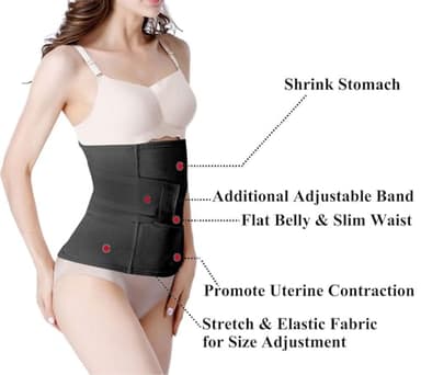 Postpartum Girdle C-Section Recovery Belt Back Support Belly Wrap Belly Band Shapewear (Black,L) - Image 2