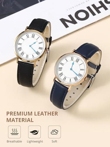 EACHE 12mm Leather Watch Bands for Women Ladies Quick Release Black Leather Watch Band Replacement Strap with Silver Buckle - Image 5