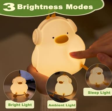 DREAMING MY DREAM Cute Duck Night Light,LED Squishy Novelty Duck Lamp,3 Level Dimmable Soft Silicone Nursery Nightlight,Night Light for Toddler Baby Kids Decor,Cool Gifts for Duck - Image 2