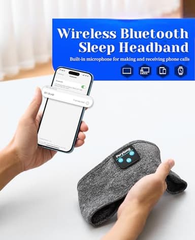 Perytong Sleeping Headphones Bluetooth Headband, Soft Long Time Play Sleeping Headsets with Built in Speakers Perfect for Workout,Running,Yoga,Travel, Darkgray - Image 7