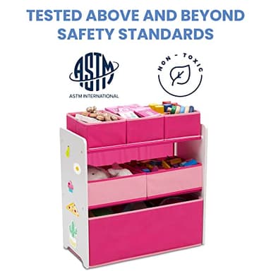 Delta Children Design and Store 6 Bin Toy Organizer, White/Pink - Image 5