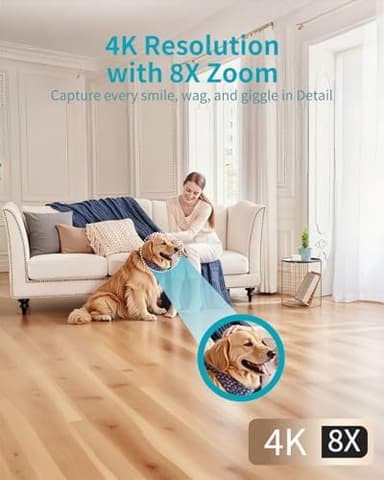 VIMTAG 4K UHD Pet Camera Indoor with Phone App, 360° Dog Camera with Speaker, Indoor Cameras for Home Security, 5G/2.4G WiFi, Motion Tracking&AI Detection, 2-Way Audio, Night Vision, SD/Cloud Storage - Image 3