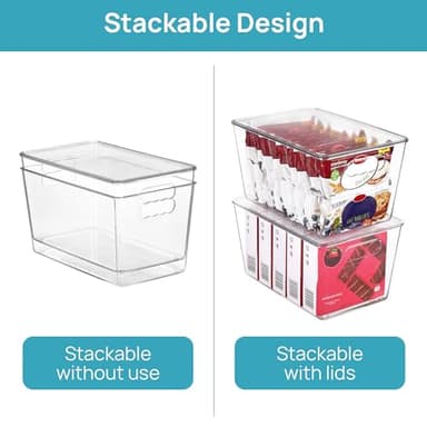 Vtopmart 6 Pack Clear Stackable Storage Bins with Lids, Large Plastic Containers with Handle for Pantry Organizer and Storage,Perfect for Bathroom,Cabinet,Kitchen,Fridge,Closet Organization - Image 3