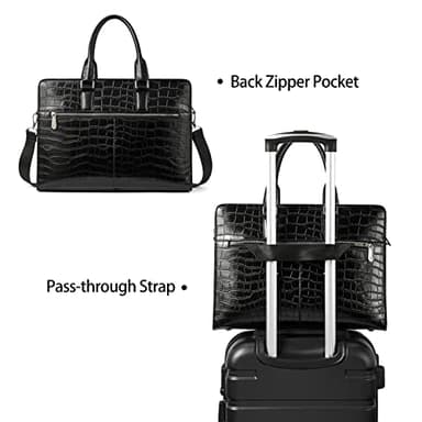 BOSTANTEN Women Genuine Leather Briefcase Tote Business Vintage Handbag 15.6" Laptop Shoulder Bag - Image 3