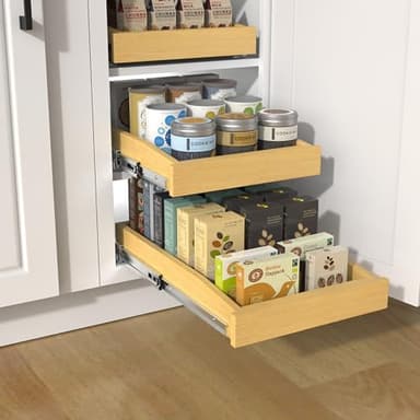 Wooden Pull out Cabinet Organizer 11" W x 21" D x 3.35" H, Heavy Duty Slide Out Drawers Pull-Out Home Organizers for Kitchen Cabinets - Image 7