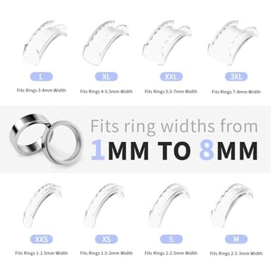 Ring Sizers for Loose Rings - 8 Pack Invisible Guards Resizer for Men and Women, Use 8 Width Sizes Easy-Clip Ring Adjuster, Spacers & Tighteners, Fit Almost Any Rings, Fits Bands Width to 1-8mm - Image 4