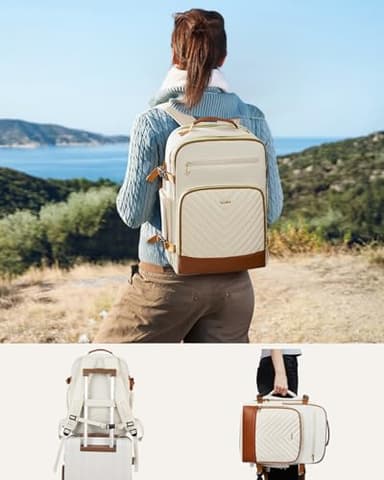 Telena Travel Backpack for Women, 15.6 inch Laptop Backpack TSA Carry on Backpack Personal Item Size Flight Approved Travel Bag Daypack with Multi-Pockets for Work, Travel, Business, Beige-Brown - Image 7