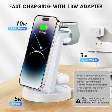3 in 1 Charging Station for iPhone - Wireless Charger for Apple Products Multiple Devices - Charging Dock Stand for AirPods (for iPhone 17 16e 16 15 14 13 pro 12 11 X Max) - Image 4