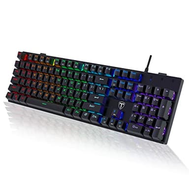 RisoPhy Mechanical Gaming Keyboard, RGB 104 Keys Ultra-Slim LED Backlit USB Wired Keyboard with Blue Switch, Durable Abs Keycaps/Anti-Ghosting/Spill-Resistant Computer Keyboard for PC Mac Xbox Gamer - Image 1