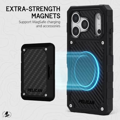 Pelican Shield iPhone 17 Pro Case [Compatible with MagSafe] Rugged Phone Case w/ 24ft Military-Grade Drop Protection - Heavy Duty Phone Cover w/Belt Clip Holster for iPhone 17 Pro - Carbon - Image 4