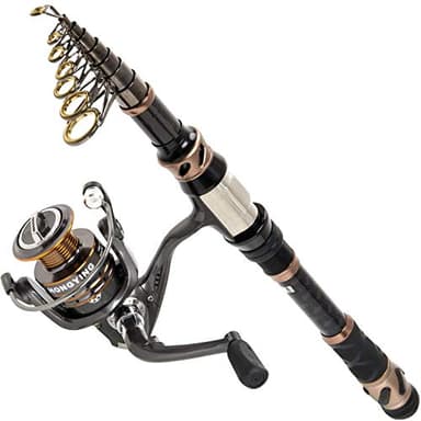 PLUSINNO Fishing Rod and Reel Combos - Carbon Fiber Telescopic Fishing Pole - Spinning Reel 12 +1 Shielded Bearings Stainless Steel BB，Travel Saltwater Freshwater Full Kit 5.91FT - Image 1