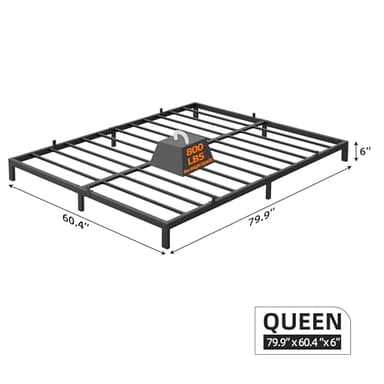 GAOMON 6 Inch Queen Bed Frame, Low Profile Queen Metal Platform Bed Frame Support Mattress Foundation, Noise Free, Easy Assembly, Black - Image 2