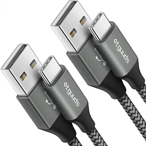 etguuds USB to USB C Cable 3ft, 2-Pack USB A to Type C Charger Cord Fast Charging for Samsung Galaxy A15 A25 A35 A55 A54, S24 S23 S22 S21 S20 S10 S10E, Note 20 10, Moto G, for iPhone 16 15, Gray - Image 1