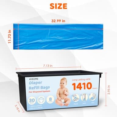 90 Bags Diaper Pail Refills Bags Compatible with Genie Easy Roll Signature & Platium Diaper Pails | 7-Layer OdorLock Technology | Up to 10 Months Use,3 Pack - Image 6