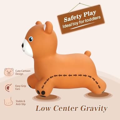 INPANY Bouncy Horse, Bear Hopper Toys, Toddlers Bouncing Animal, Kid Ride on Rubber Bouncer, Outdoor Indoor Cute Birthday Gifts for 2 3 4 Year Old Girls Boys - Image 3