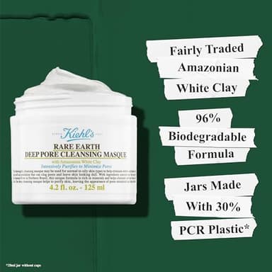 Kiehl's Rare Earth Deep Pore Cleansing Mask, Pore-Minimizing Face Mask for Clogged Pores, Detoxifies & Refines Skin, Absorbs Excess Oil, with Amazonian White Clay & Aloe Vera - 4.2 fl oz - Image 7