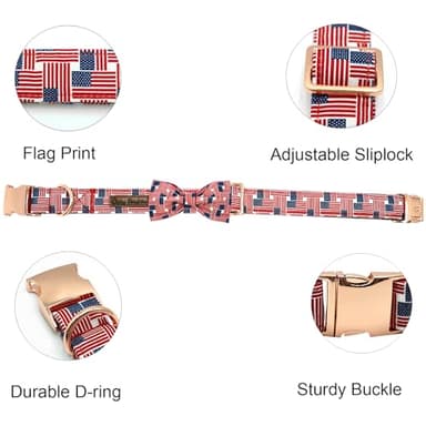Bobo Rainbow Independence Day Dog Collar, Patriotic Pet Collar American Flag Collar Holiday Pet Collars Girl or Boy Adjustable Collar for Small Medium Large Dogs - Image 2