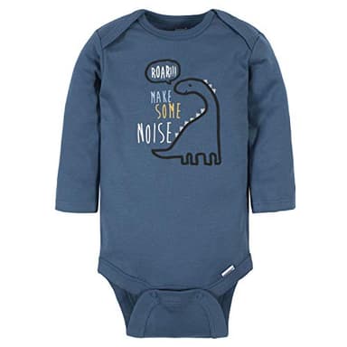 Gerber Baby Boys' 6-Pack Long-Sleeve Onesies Bodysuit, Dinosaur Blue, 3-6 Months - Image 2