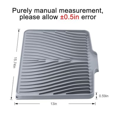 TIKNIK Silicone Dish Drying Mat for Kitchen Counter, Dish Drying Pad, Non-Slip Drain Pad with Built-in Drain, Heat Resistant Stone Drying Mat(15.8" x 13", Grey) - Image 2