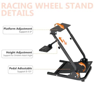 Nejoney Racing Wheel Stand, Height Adjustable & Foldable Steering Wheal Stand Compatible with Logitech G25,G27,G29,G920 Gaming Cockpit - Image 7