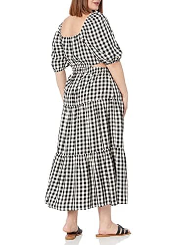 The Drop Women's Anaya Square Neck Cut-out Tiered Maxi Dress, Black/Whisper White, L - Image 5