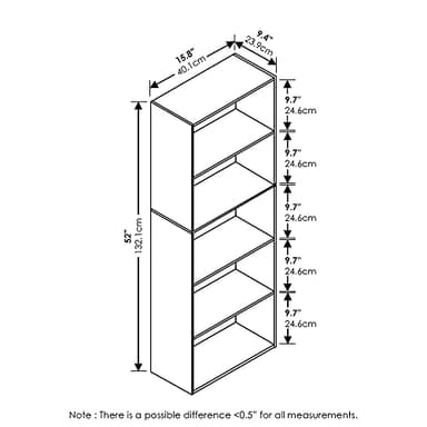Furinno Luder Bookcase / Book / Storage , 5-Tier, White - Image 6