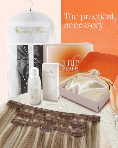 Sunny Hair Clip in Hair Extensions Straight Human Hair Clip in Extensions Remy Clip in Hair Extensions Real Human Hair Extensions Clip ins Light Brown Highlights Blonde 16inch #10/60 - Image 8