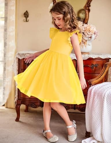 Arshiner Kids Tulle Tutu Dress for Toddler Girl Rose Red Tutu Princess Party Sundress (Yellow, 4T) - Image 5