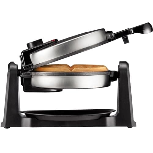 Chefman Rotating Belgian Waffle Maker, 180° Flip Iron w/ Non-Stick Plates, Adjustable Timer, Locking Lid, & Drip Plate, Space Saving Storage, Mess-Free Breakfast, Stainless Steel/Black - Image 1