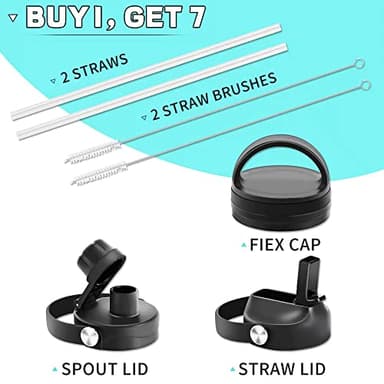 HYDROWION 32oz Stainless Steel Water Bottle(Cold for 48 Hrs, Hot for 24 Hrs),Double Wall Vacuum Insulated Water Bottle with Straw Lid, Spout Lid and Flex Cap, Fit in Any Car Cup Holder,Black - Image 5