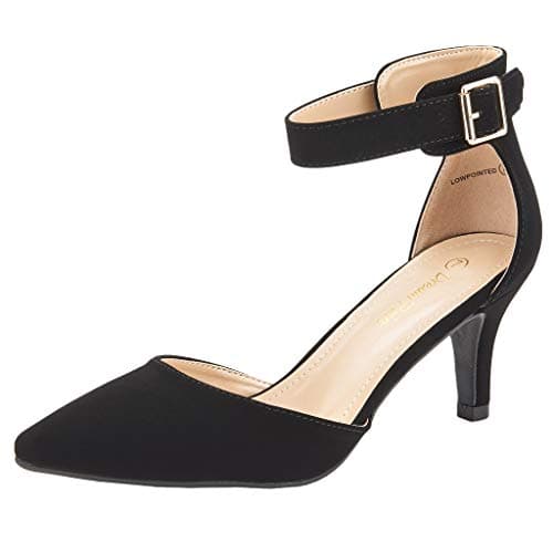 DREAM PAIRS Kitten Heel Low Heel for Women Closed Pointed Toe Pumps Wedding Party Sexy Dress Shoes Lowpointed,Size 9,Black/Nubuck,LOWPOINTED - Image 1