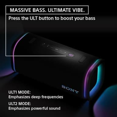 Sony ULT Field 5 Wireless Portable Bluetooth Speaker, IP67 Waterproof, Dustproof, and Rustproof with Enhanced Bass, 25 Hour Battery, 360° Party Light, and Shoulder Strap (SRSULT50B), Black - Image 5