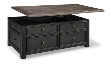 Signature Design by Ashley Tyler Creek Rustic Farmhouse Lift Top Coffee Table with Drawers, Brown & Black - Image 7