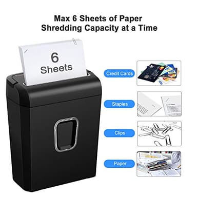 Bonsaii 6-Sheet Micro-Cut Paper Shredder, P-4 High-Security for Home & Small Office Use, Shreds Credit Cards/Staples/Clips, 3.4 Gallons Transparent Window Wastebasket, Black (C234-A) - Image 4