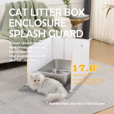 MEEXPAWS Cat Litter Box Enclosure Splash Guard Extra Large 28L × 21.5W x 18H inch, Light Weight Plastic Sheets with Cat Litter Mat Easy Clean (White) - Image 2