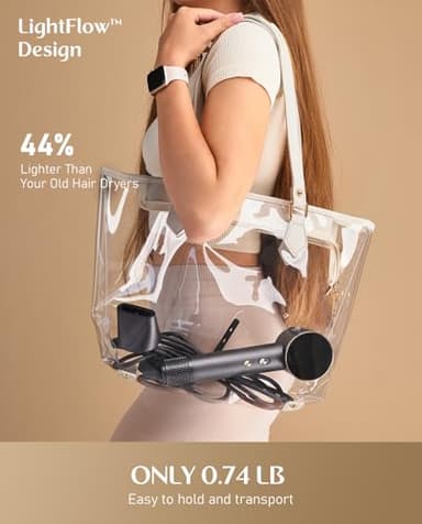 Fanttik Solo SonicDry H10 APEX 80% Faster Drying with 110,000 RPM Brushless Motor Hair Dryer, 56dB Low-Noise, 0.74lb Ultra-Light Blow Dryer, Ionic Tech for Travel, Home, Salon - Grey - Image 3