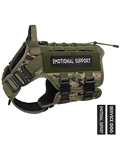 PETNANNY Tactical Service Dog Vest - No-Pull Emotional Support Harness with Hook & Loop Patches & Molle System for Training & Hunting (Woodland Camo, Large) - Image 1