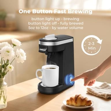 CHULUX Single Serve Coffee Maker for K Capsule and Ground Coffee, Single Cup Coffee Machine, Black - Image 4