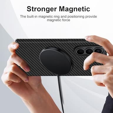 Lenpiti Slim 1500D Aramid Fiber Case Compatible with Samsung Galaxy Z Fold 7, Thin Carbon Fiber Cover Compatible with Magsafe (Matte Black)‌ - Image 3