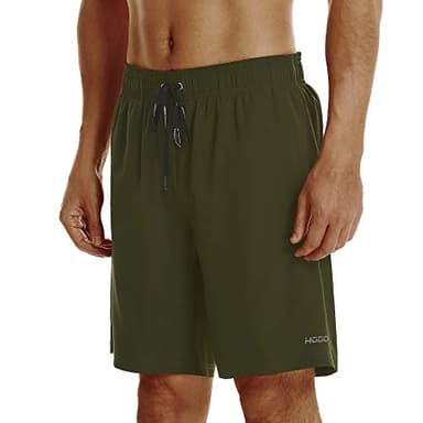 HOdo Mens Swim Trunks with Mesh Liner 9" Quick Dry Swim Shorts Bathing Suits for Men Swimwear Board Shorts wiht Pockets ArmyGreen L - Image 2