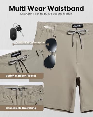 maamgic Men's 7 Inseam Shorts Casual Classic Fit Short Men with Multi-Pocket Mens Workout Shorts Hybrid Quick Dry Shorts - Image 3