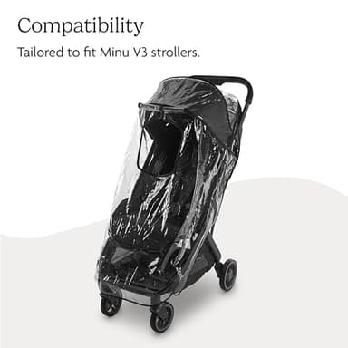 UPPAbaby Minu V3 Rain Shield - Waterproof and Windproof Coverage - Ventilated Design - Quick Attachment - Easy Access to Child - Image 5