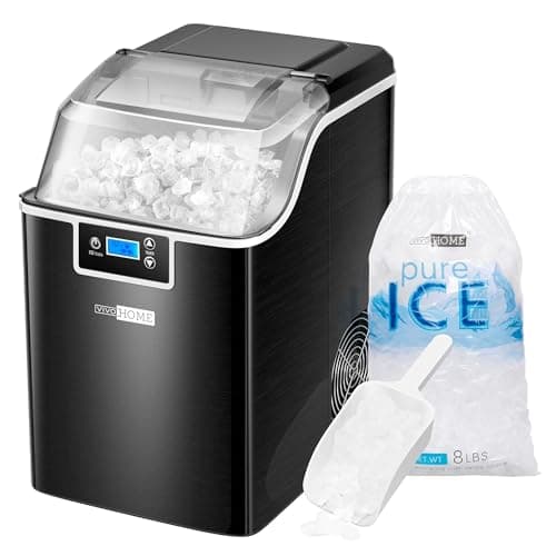 VIVOHOME Nugget Ice Maker Countertop, Portable Pebble Ice Maker Machine with 44lbs/Day, Soft Chewable Pellet Ice Machine with Self-Cleaning, Scoop, 10 Ice Bags, for Home Kitchen, Party, RV, Camping - Image 1