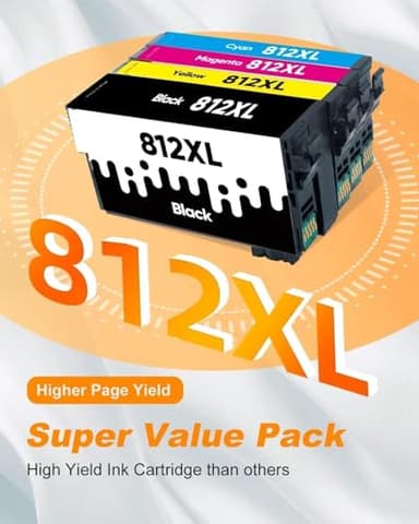 812XL Ink Cartridge Epson Remanufactured Replacement for Epson 812 812XL Ink Cartridges Combo Pack for Epson 812 XL T812XL Work for Workforce Pro WF-7840 WF-7820 WF-7310 EC-C7000 Printer（4 Pack） - Image 4