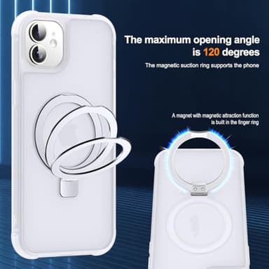 SKYLMW Compatible with iPhone 12 Case & iPhone 12 Pro Case 6.1" with Invisible Magnetic O-Ring Stand [Compatible with Mag-Safe][Great Grip Feeling],Translucent - Image 9