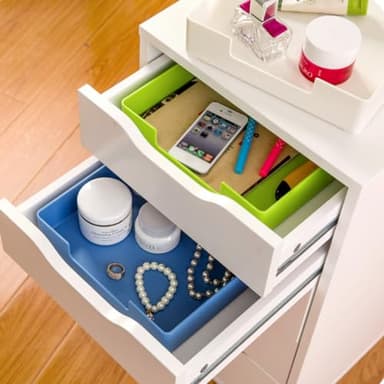 RHONZHAO Desk Letter Tray, 2PCS A4 Size Plastic Stackable File Document Organizer, Office Desktop File Paper Holder, Book Storage Rack,Anti-Skid Stacking Support for Office Supplies (White) - Image 7